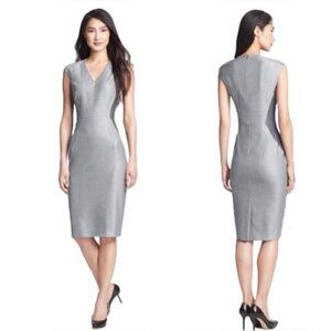 NWT‎ BOSS HUGO BOSS Dalana Diamond Sheath Dress V neck Made in Croatia 🇭🇷 Sz 4